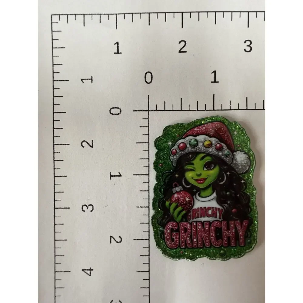 3 Pc Grinchy Girl Acrylic Flatbacks